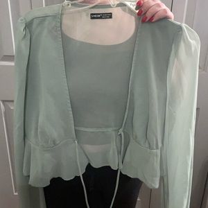 SHEIN front tie crop top!